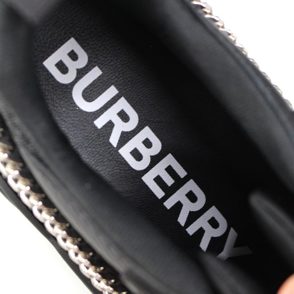Burberry Arthur Chain Detail Sneakers Low Top Chunky Black Silver 41 Shoes New - Picture 4 of 8